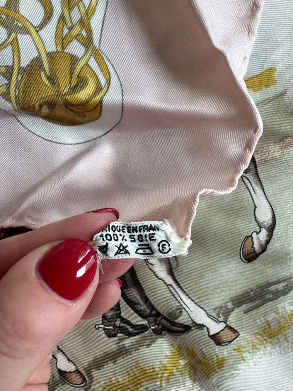 Vintage Hermès Paris 100% Silk Scarf, Les Robes, Equestrian Design in Pink